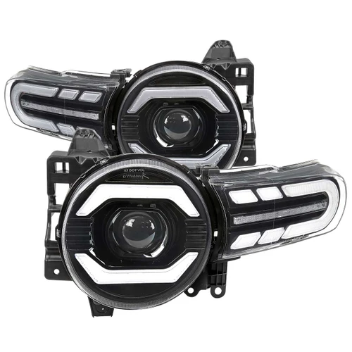 Spec-D Projector Headlights w/ Sequential Turn Signal, Amber Reflector & Black Housing | SPE 2LHP-FJ07JM-SQ-RS