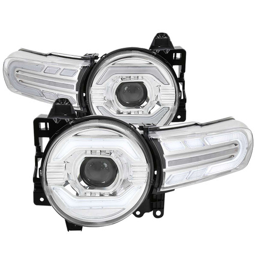 Spec-D Projector Headlights w/ Sequential Turn Signal, Amber Reflector & Chrome Housing | SPE 2LHP-FJ07-SQ-RS