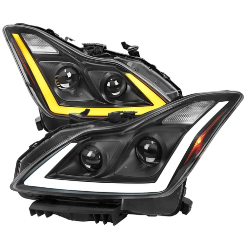 Spec-D LED Bar Headlights w/ Black Housing & Amber Reflector | SPE 2LHP-G37082JM-SQ-RS
