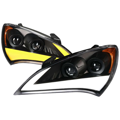 Spec-D Black Projector Headlights w/ Sequential Turn Signal | SPE 2LHP-GENS210JM-OZ
