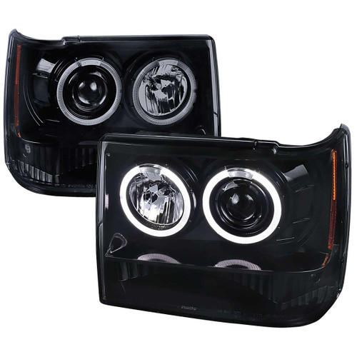 Spec-D Smoked Halo Projector Headlight w/ Black Housing | SPE 2LHP-GKEE93G-TM