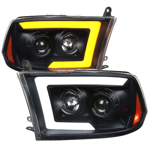 Spec-D Projector Headlights w/ Sequential Turn Signal & Black Housing | SPE 2LHP-RAM09JM-SQ-RS