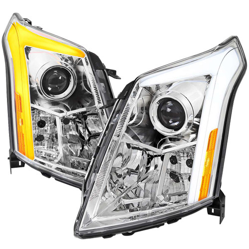 Spec-D LED Bar Headlights w/ Sequential Turn Signal & Chrome Housing | SPE 2LHP-SRX10-SQ-RS