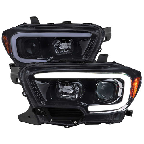 Spec-D Smoked Halo Projector Headlights w/ Switchback Turn Signal & Black Housing | SPE 2LHP-TAC16G-TM