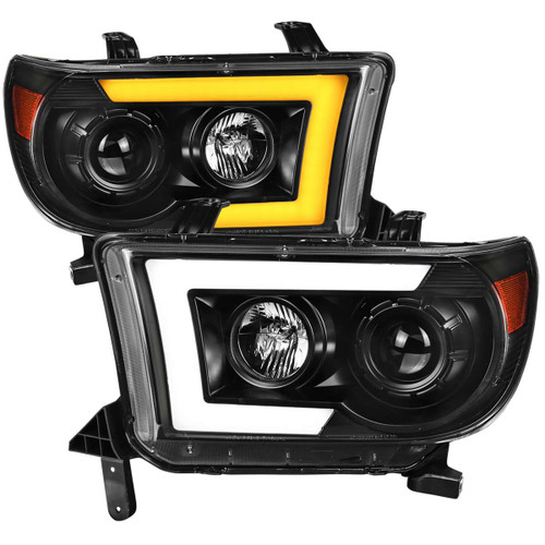 Spec-D Black Projector Headlights w/ Amber Reflector | SPE 2LHP-TUN07JM-SQ-RS
