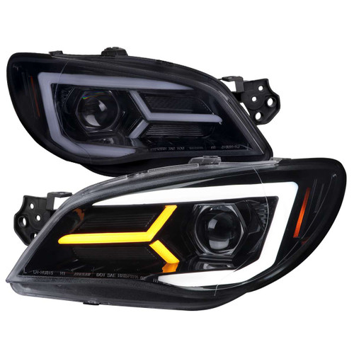 Spec-D Smoked Halo Projector Headlights w/ Sequential Turn Signal & Black Housing | SPE 2LHP-WRX06G-G2-TM