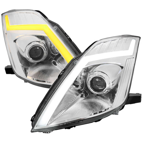 Spec-D Projector Headlights w/ Sequential Turn Signal & Chrome Housing | SPE LHP-350Z06-SQ-RS