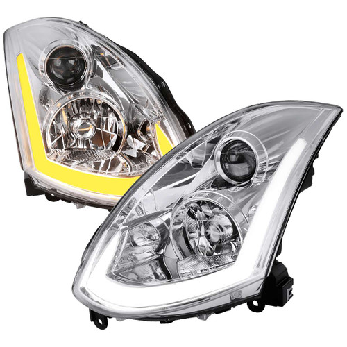 Spec-D Chrome Projector Headlight w/ Sequential Turn Signal | SPE LHP-G35032-SQ-RS