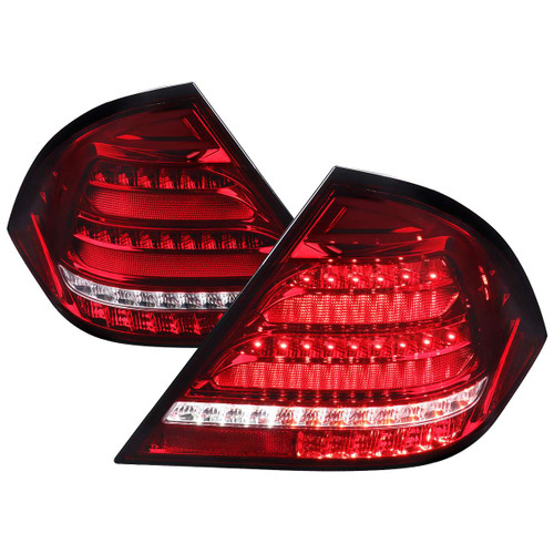 Spec-D Clear Red LED Tail Lights w/ Sequential Turn Signal & Chrome Housing | SPE LT-BW20300RLED-SQ-TM