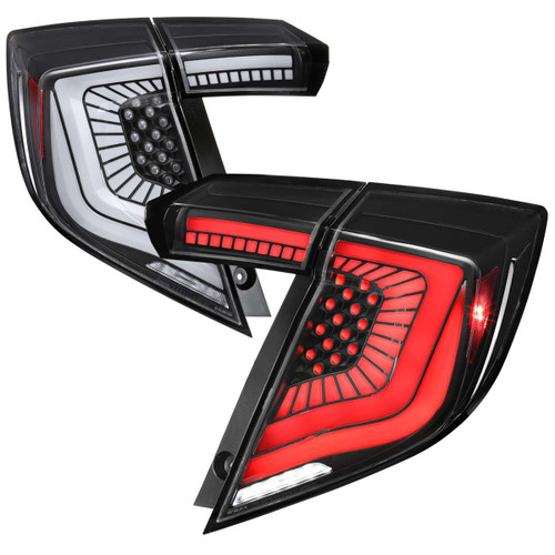 Spec-D Clear LED Tail Lights w/ Sequential Turn Signal & Black Housing | SPE LT-CV175JMLED-SQ-RS