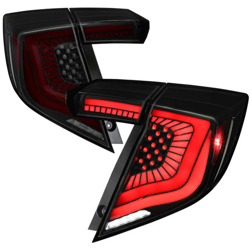 Spec-D Smoked Red LED Tail Lights w/ Sequential Turn Signal & Black Housing | SPE LT-CV175SZLED-SQ-RS
