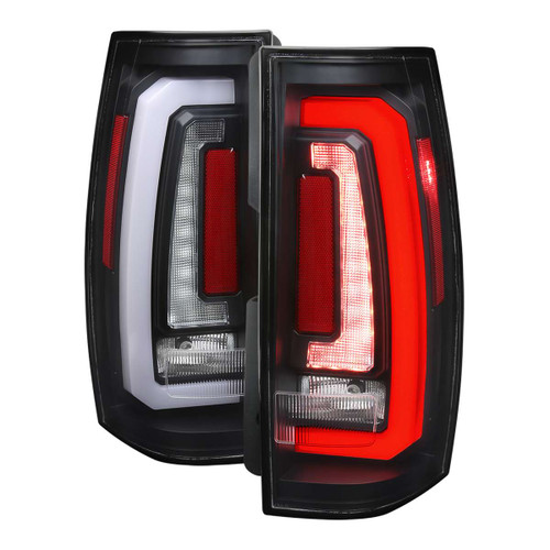 Spec-D Clear LED Tail Lights w/ Sequential Turn Signal & Black Housing | SPE LT-DEN07JMLED-SQ-RS
