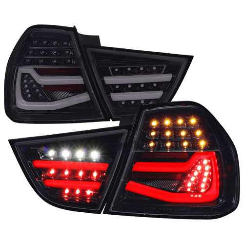 Spec-D Smoked LED Tail Lights w/ Black Housing | SPE LT-E9009BBLED-SQ-TM