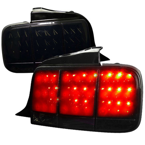 Spec-D Smoked LED Tail Lights w/ Black Housing | SPE LT-MST05BBLED-SQ-TM