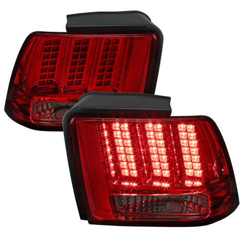 Spec-D Smoked Red LED Tail Lights w/ Sequential Turn Signal | SPE LT-MST99RGLED-SQ-RS