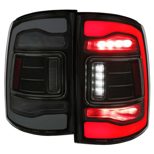Spec-D Smoked LED Tail Lights w/ Sequential Turn Signal & Black Housing | SPE LT-RAM13BBLED-SQ-RS