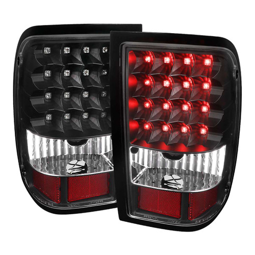 Spec-D Clear LED Tail Lights w/ Black Housing | SPE LT-RAN06JMLED-V2-TM