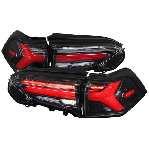 Spec-D Clear Red LED Tail Lights w/ Sequential Turn Signal & Black Housing | SPE LT-RAV419BKLED-SQ-TM