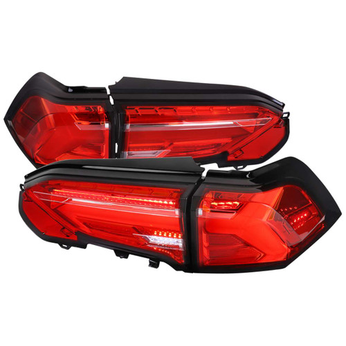 Spec-D Red LED Tail Lights w/ Sequential Turn Signal & Chrome Housing | SPE LT-RAV419RLED-SQ-TM