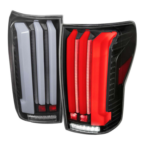 Spec-D Clear LED Tail Lights w/ Sequential Turn Signal & Black Housing | SPE LT-TUN07JMLED-SQ-RS