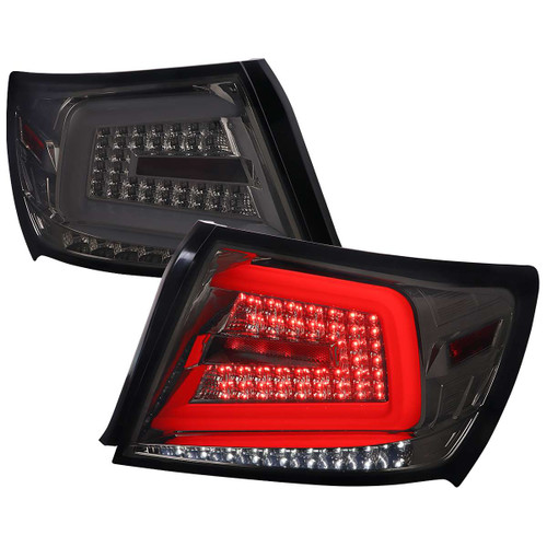 Spec-D Smoked LED Tail Lights w/ Sequential Turn Signal & Chrome Housing | SPE LT-WRX084GLED-SQ-TM