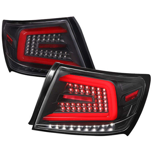 Spec-D Clear Red LED Tail Lights w/ Sequential Turn Signal & Black Housing | SPE LT-WRX084JRLED-SQ-TM