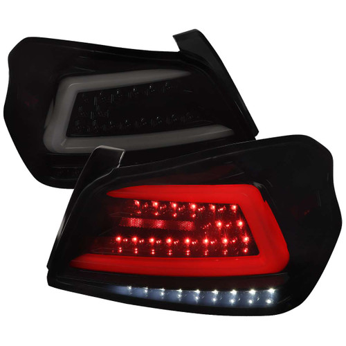 Spec-D Smoked LED Tail Lights w/ Sequential Turn Signal & Black Housing | SPE LT-WRX15BBLED-SQ-TM