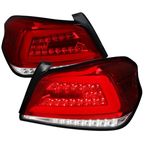 Spec-D Clear Red LED Tail Lights w/ Sequential Turn Signal & Chrome Housing | SPE LT-WRX15RLED-SQ-TM