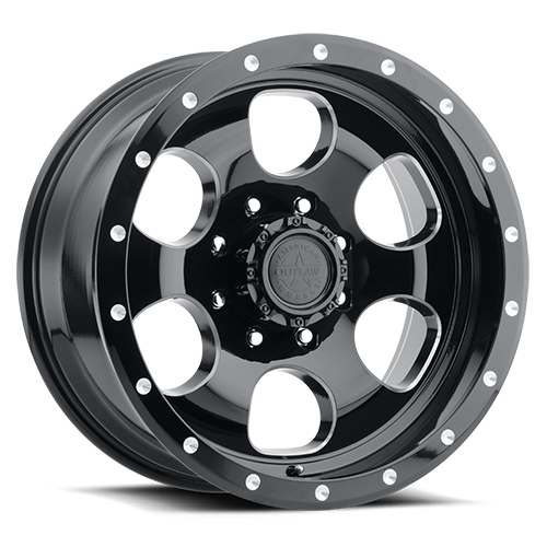 American Outlaw Gambler Wheel 20x9 8x170 Gloss Black w/ Milled Windows 10mm | 126-2970GB