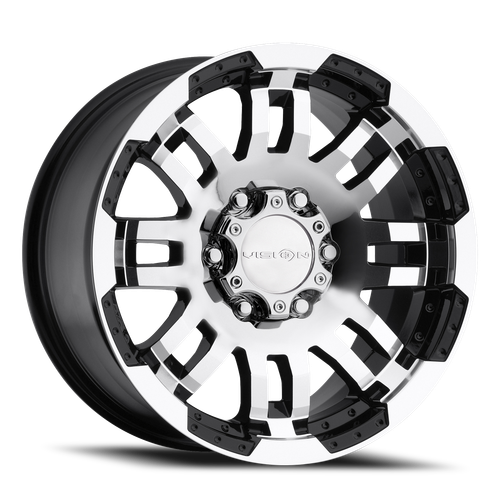 Vision Warrior 375 Wheel 16x6.5 6x130 Gloss Black Machined Face 45mm | 375-6663GBMF45