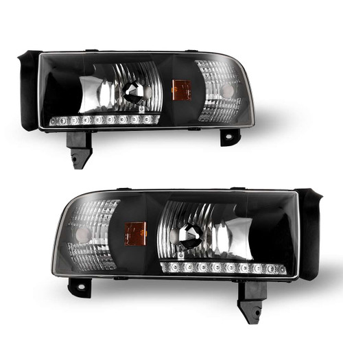 Winjet LED HEADLIGHTS W-DAYTIME RUNNING (DRL)-BLACK / CLEAR | HKMR CHWJ-0306-B