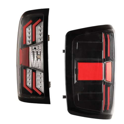 Winjet LED TAIL LIGHTS-GLOSS BLACK / CLEAR / RED GLOW BAR | HKMR CTRNG0383-GBC-RG