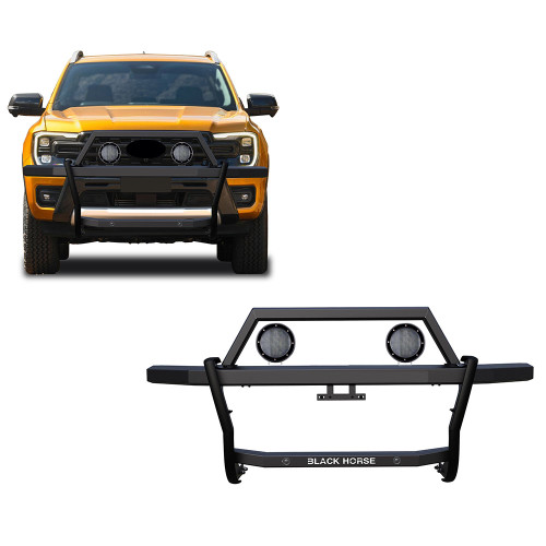 Black Horse Off Road Rambler Grille Guard Kit | GDRD RAGF10-PLFB