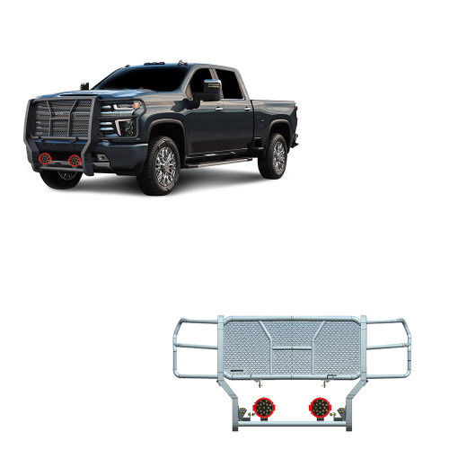 Black Horse Off Road Rugged Heavy Duty Grille Guard Kit | GDRD RU-CHSI30-B-PLR