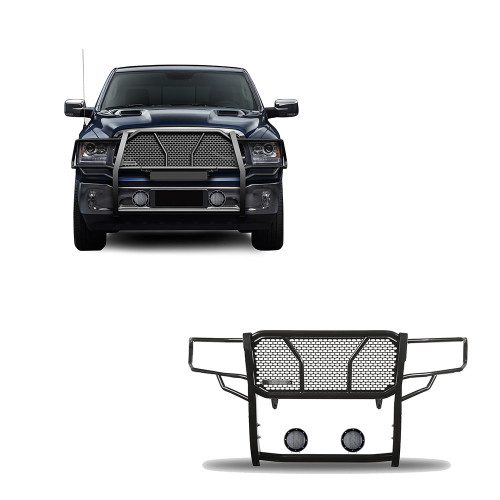 Black Horse Off Road Rugged Heavy Duty Grille Guard Kit | GDRD RU-DORA09-B-PLFB
