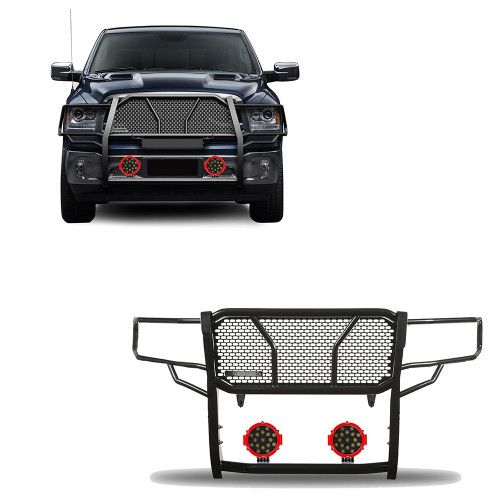 Black Horse Off Road Rugged Heavy Duty Grille Guard Kit | GDRD RU-DORA09-B-PLR