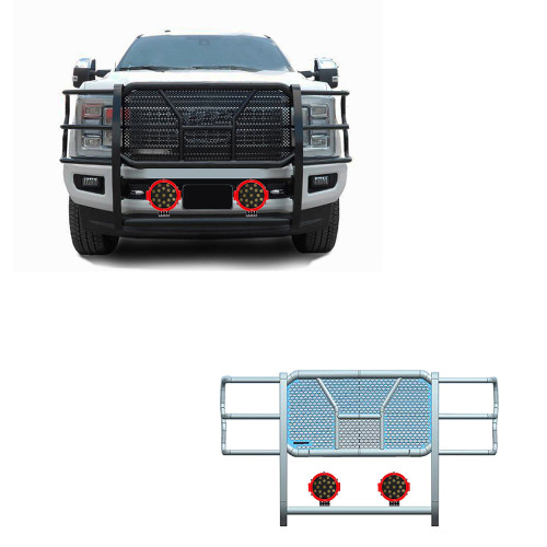 Black Horse Off Road Rugged Heavy Duty Grille Guard Kit | GDRD RU-FOF217-B-PLR