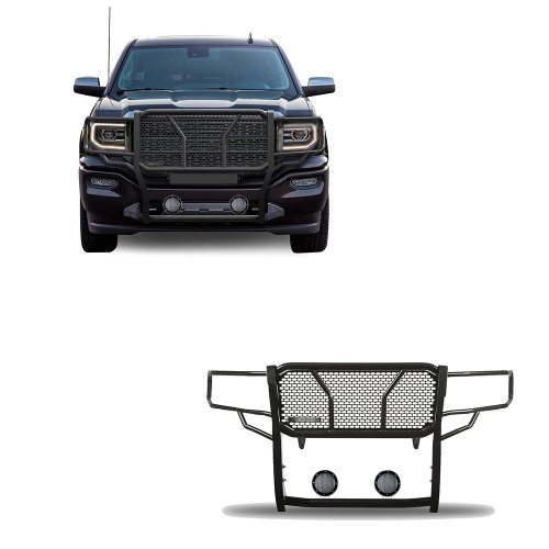 Black Horse Off Road Rugged Heavy Duty Grille Guard Kit | GDRD RU-GMSI14-B-PLFB