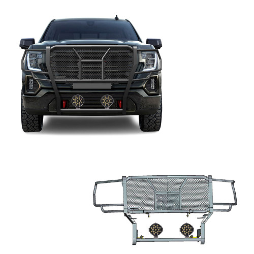 Black Horse Off Road Rugged Heavy Duty Grille Guard Kit | GDRD RU-GMSI19-B-PLB