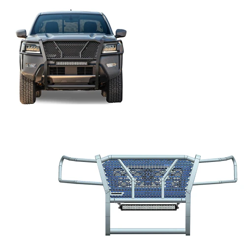 Black Horse Off Road Rugged Heavy Duty Grille Guard Kit | GDRD RU-NIFR22-B-K1