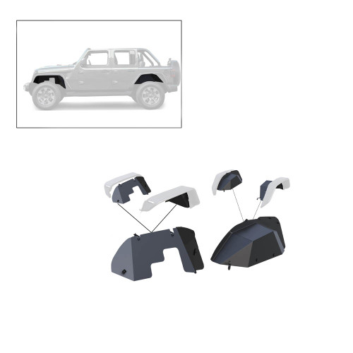 Black Horse Off Road Full Set Inner Fender Flares Liners - Front & Rear | GDRD TFFJL4