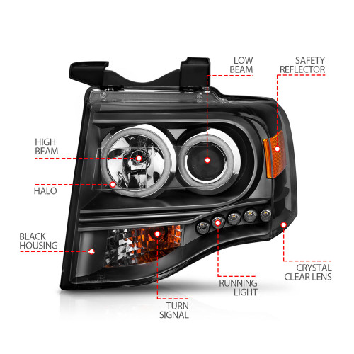 ANZO USA Projector Headlight Set w/Halo | ZUKT 111113
