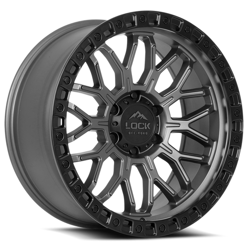 Lock Offroad Combat Wheel 20x9 5x127 Matte Grey w/ Matte Black Ring 0mm|COMBAT-2957MGMBRR