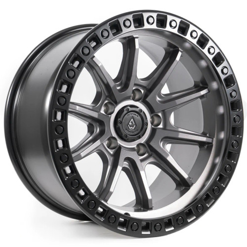 Arena A103 Mission Wheel 20x10 6x139.7 Satin Gunmetal w/ Satin Black Lip -18mm