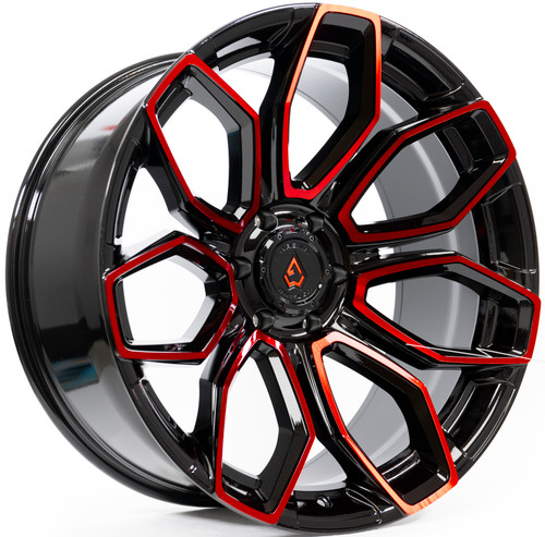 Arena A116 Cobra Wheel 20x10 6x139.7 Gloss Black Machined w/ Red Tint -18mm - FREE T-SHIRT INCLUDED!|A116200084N01820