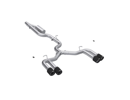 MBRP MBRP 3in. Cat-Back Dual Split Quad Rear, Valve Delete, T304 with CF. | BKSJ S46203CF