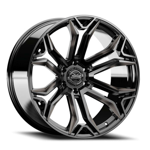 Torque Tw436C Recluse Wheels Rims 22x10 6x139.7 Gloss Black Milled W/ Dark Tint -18mm | TW436C-22108415-18