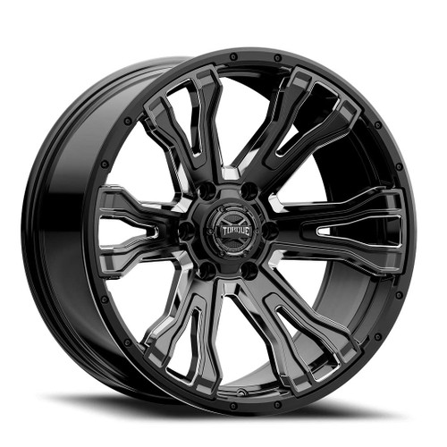 Torque Tw407C Prime Wheels Rims 20x9 6x139.7 Gloss Black W/ Milled Spokes -12mm | TW407C-20908413-12