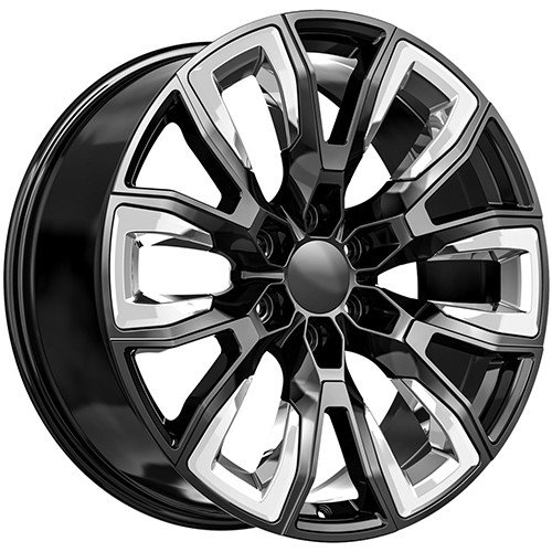 O.E. Revolution G-37 Wheels Rims 22x9 6x139.7 Gloss Black & Chrome Inserts 31mm | G37-2295031GBCI
