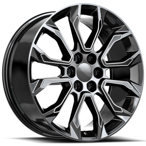 O.E. Revolution G-38 Wheels Rims 24x10 6x139.7 Gloss Black & Milled 31mm | G38-24105031GBM